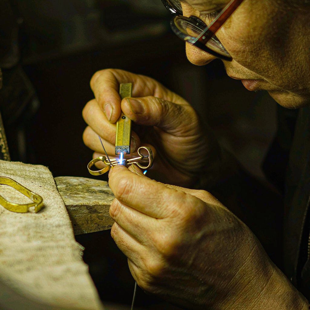 Laser welding two gold sections together at the bench